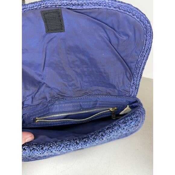 Vintage Gloria Astor Woven Wristlet Clutch Envelope Flap Crochet Purse 70s Blue - Picture 4 of 7